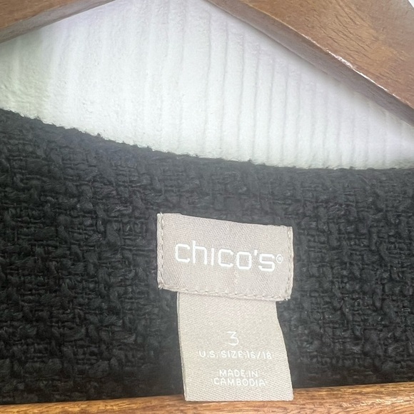 Chico's - Color Blocked Black And White Lined Zip Up Tweed Jacket Size XL - Picture 6 of 12